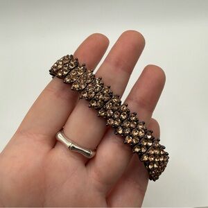 Monet Rose Gold Brown Rhinestone Stretch Bracelet